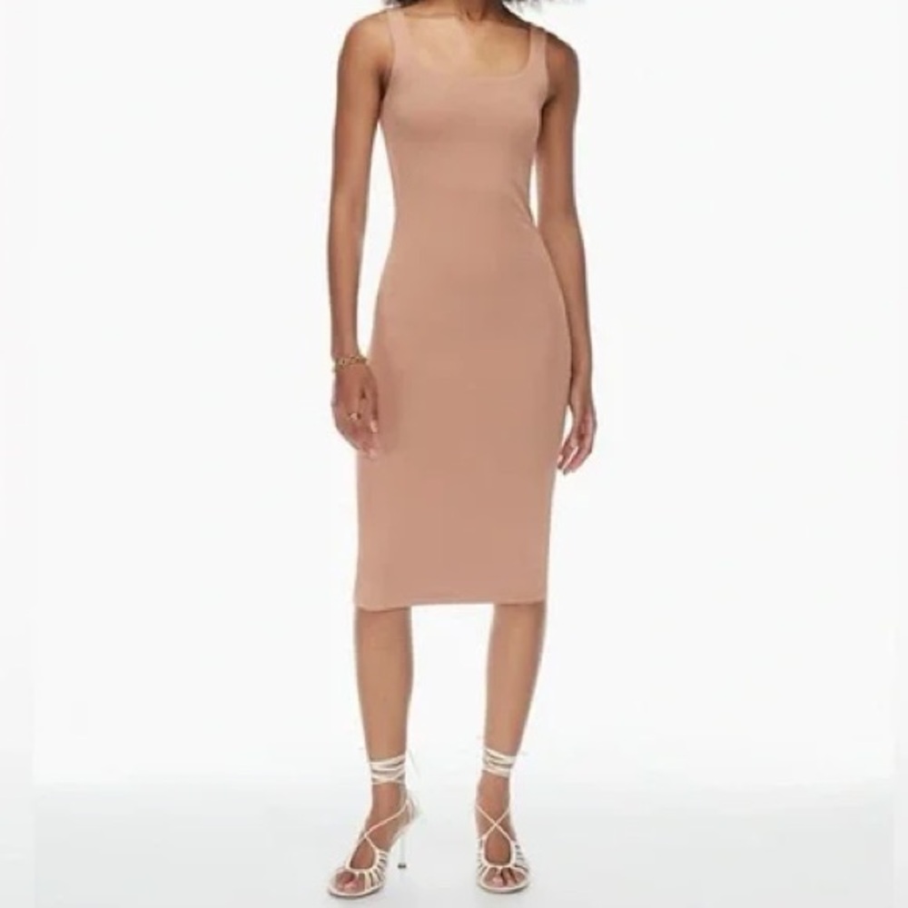 Aritzia Babaton Nude/Neutral Contour Tank Top Midi Dress
